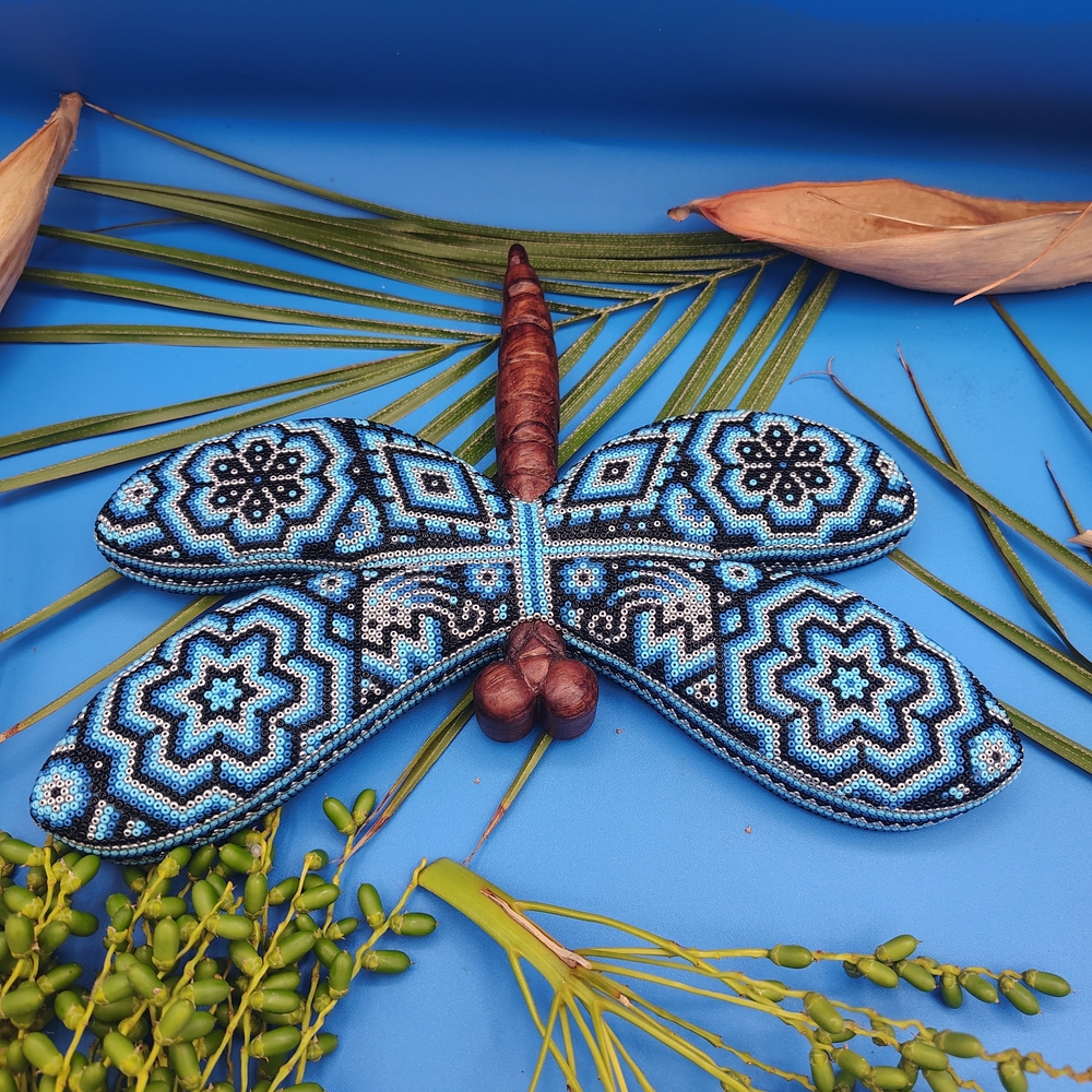 Beaded Blue Dragonfly Decor